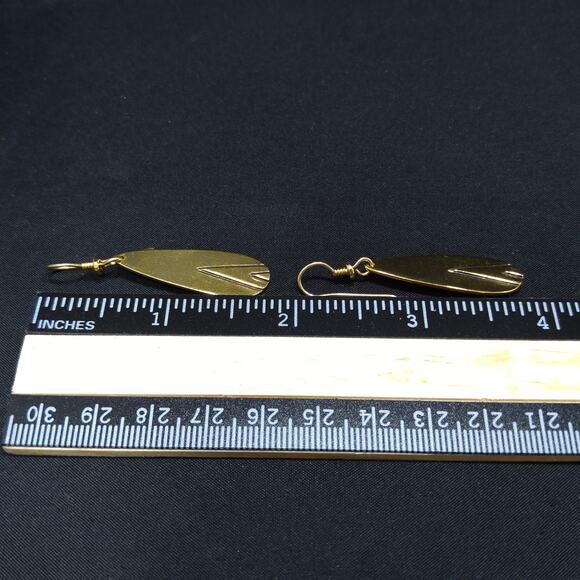 Vintage Laurel Burch Geometric Design Earrings, Gold Plated, 1980s Jewelry - Picture 6 of 10